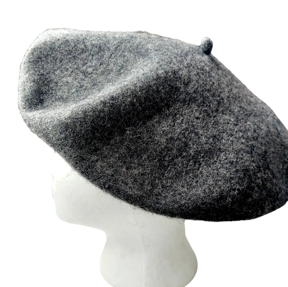 Wool Beret Gray Beanie Cap Hat Preppy Hipster NEW with Tags